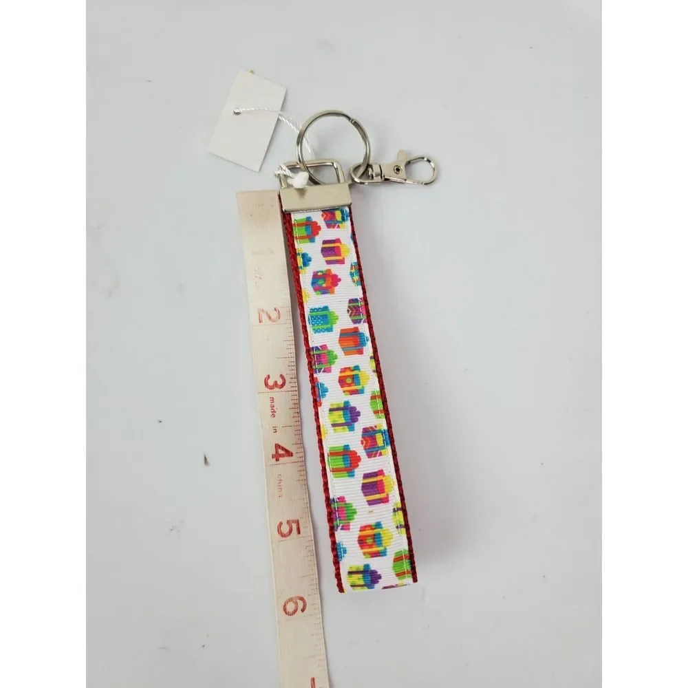 NWT Holiday‎ Christmas Key Ribbon Keychain Key Fob Wristlet